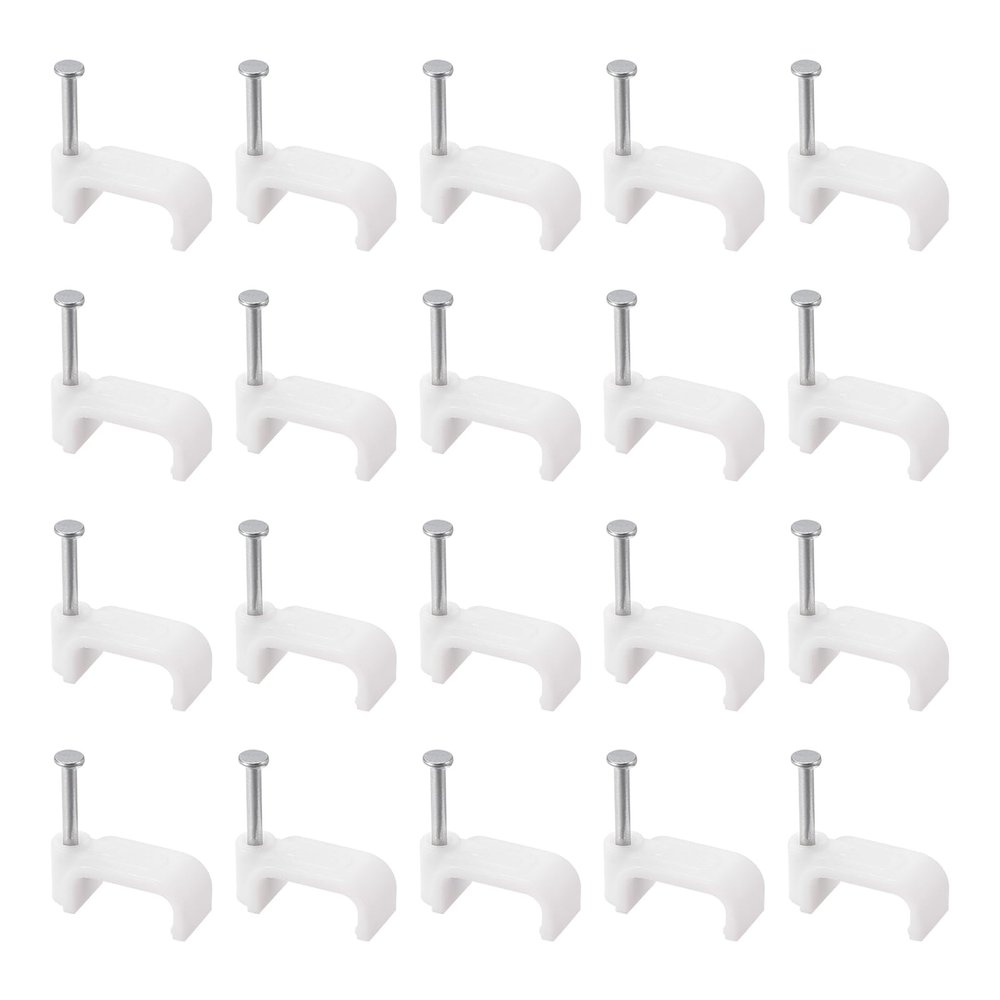 uxcell Cable Clips, 100Pcs 14mm Nail in Cable Clips Circle Cable Clamps Cable Tacks Cord Clips Wire Holder for Cords Management