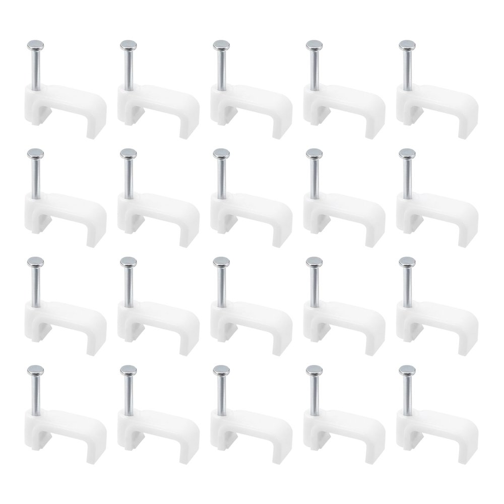 uxcell Cable Clips, 100Pcs 12mm Nail in Cable Clips Circle Cable Clamps Cable Tacks Cord Clips Wire Holder for Cords Management