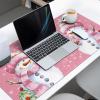 Christmas Oversized Gaming Mouse Pad, Merry Christmas Snowman with Robin Pink Desk Mat for Home Office Extended XXL Computer Mouse Pad with Non-Slip Backing for Laptop Desktop Keyboard,35x15 inch view 3