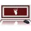 Christmas Oversized Gaming Mouse Pad, Xmas Deer Red Buffalo Plaid Desk Mat for Home Office Extended XXL Computer Mouse Pad with Non-Slip Backing for Laptop Desktop Keyboard,35x15 inch view 1