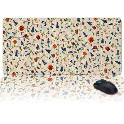 Christmas Oversized Gaming Mouse Pad, Christmas Socks Snowman Xmas Tree Gift Box Desk Mat for Home Office Extended XXL Computer Mouse Pad with Non-Slip Backing for Laptop Desktop Keyboard,35x15 inch