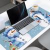 Oversized Gaming Mouse Pad, Merry Christmas Snowman in Blue Scarf and Hat Snomwflake Desk Mat for Home Extended XXL Computer Mouse Pad with Non-Slip Backing for Laptop Desktop Keyboard,35x15 inch view 3