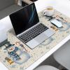 Oversized Gaming Mouse Pad, Hello Christmas Snowman with Snowflakes Beige Desk Mat for Home Office Extended XXL Computer Mouse Pad with Non-Slip Backing for Laptop Desktop Keyboard,35x15 inch view 3