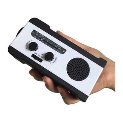 QIYUDS NOAA Emergency Solar Hand Crank Portable Weather Radio, 3 LED Flashlights, Motion Sensor, Reading Lamp, SOS Alarm, 2000mAH Rechargeable Battery (Color : White)