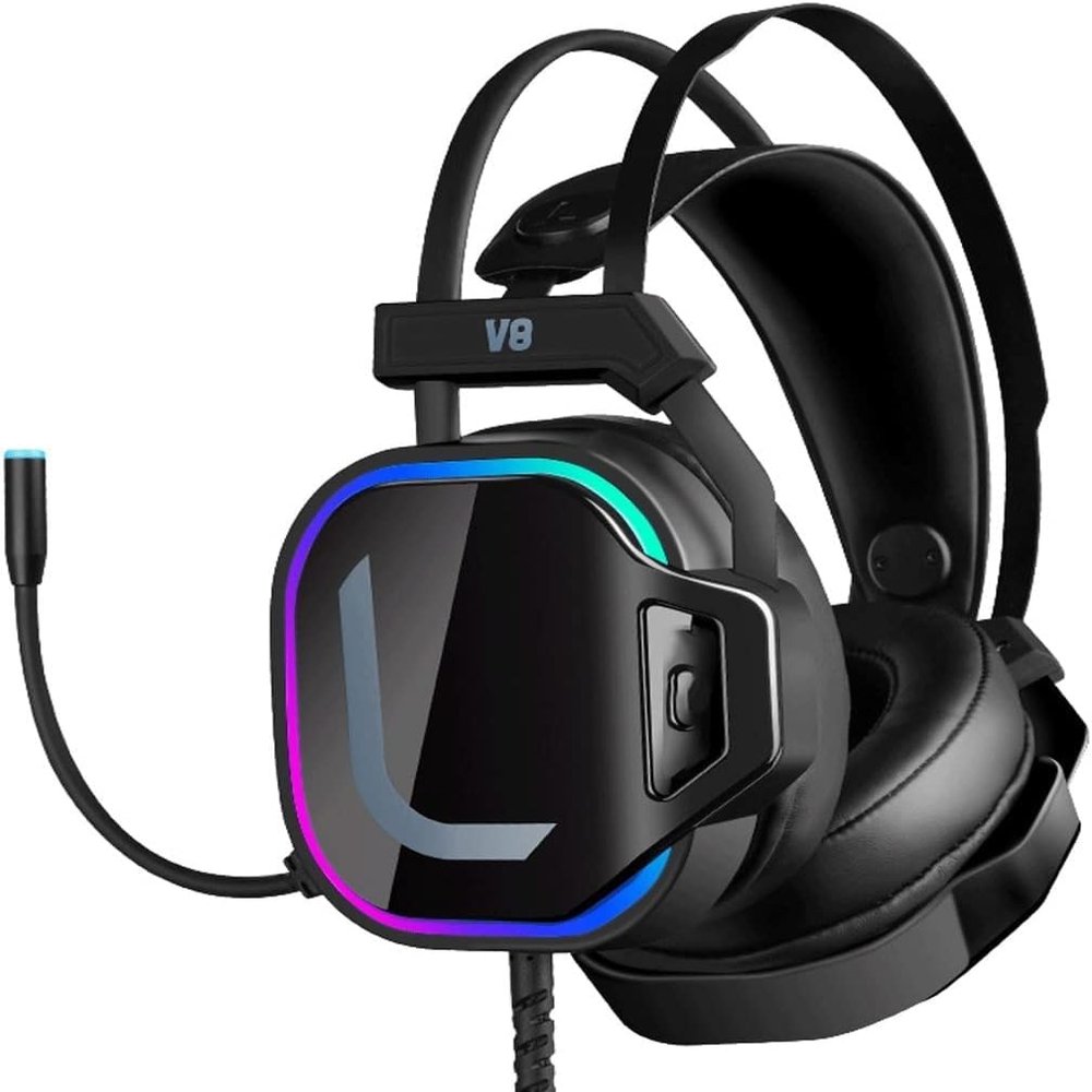 LEONYS Wired Gaming Headset, Computer Headphones with Microphone/Mic Noise Cancelling, Headset with Noise Canceling Mic - Black