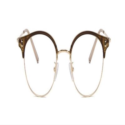 VENOAL Blue Light Blocking Anti-Ultraviolet Round Large Metal Computer Reader Presbyopia Glasses Plain Glasses (Color : Green-Gold, Size : +150)