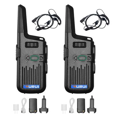 2 pcs wurui TXQ V60 Dual ptt walkie Talkie Mini Two Way Radio Commutator ham Portable uhf Handy 10km Professional Long Range Hunting (2withearpieces)
