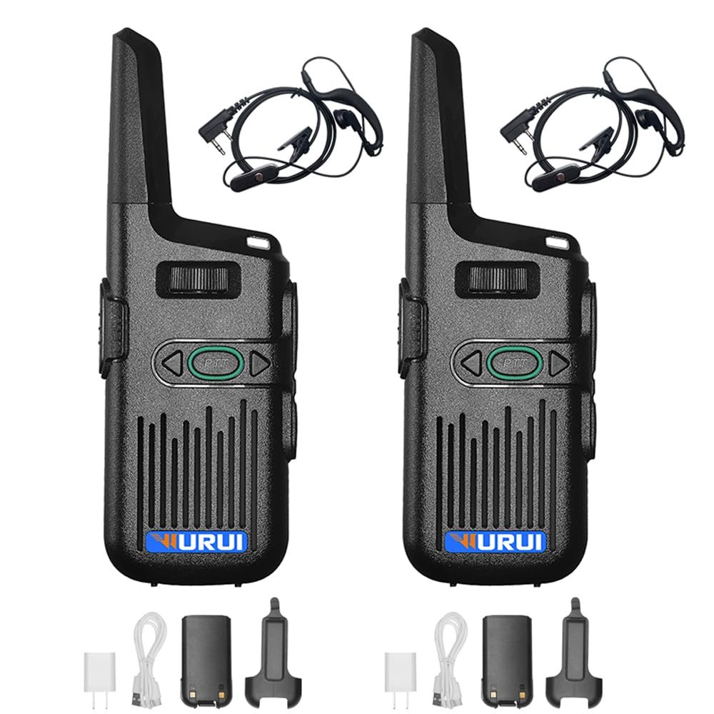 2 pcs wurui TXQ V60 Dual ptt walkie Talkie Mini Two Way Radio Commutator ham Portable uhf Handy 10km Professional Long Range Hunting (2withearpieces)