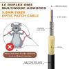 YUTIANHOME 50m (165ft) LC to LC Duplex OM3 Outdoor Armored Fiber Optic Patch Cable, 40Gb 10Gb, 50/125um Multimode Optical Fiber Cable, Low Friction LSZH Black view 2
