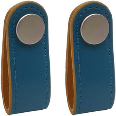 MbeLLO Pull HandlesLeather Handle,Leather Drawer Knobs,2pcs Leather Cabinet Drawer Handle,Dresser Drawer Door HandleKnob with Screw (Blue) (Color : Blu, Size : (Color : Blu, Size : Single Hole)