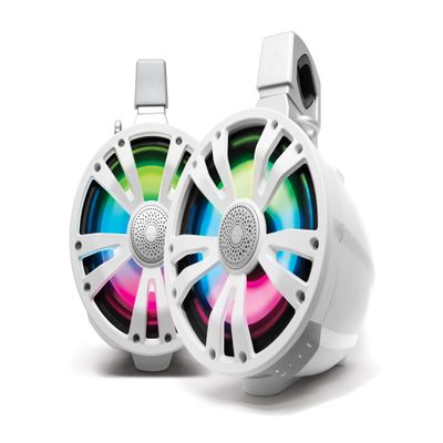 SoundExtreme TA8 ExtremeTower Powersports Marine Waterproof Sealed 8-inch 2-Way  1 Bluetooth Amplified Speaker + 1 Passive Speaker (White)