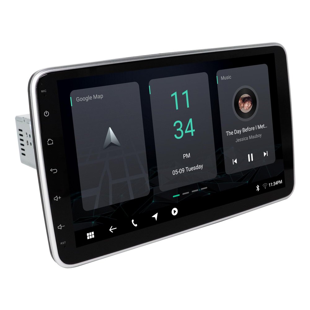 Philosin 10.1 inch Universal Android 11 Single Din Car Stereo Adjustable Capacitive IPS Touchscreen 2G RAM + 32G ROM with GPS Navigation Head Unit Compatible with Apple Carplay/Android Auto