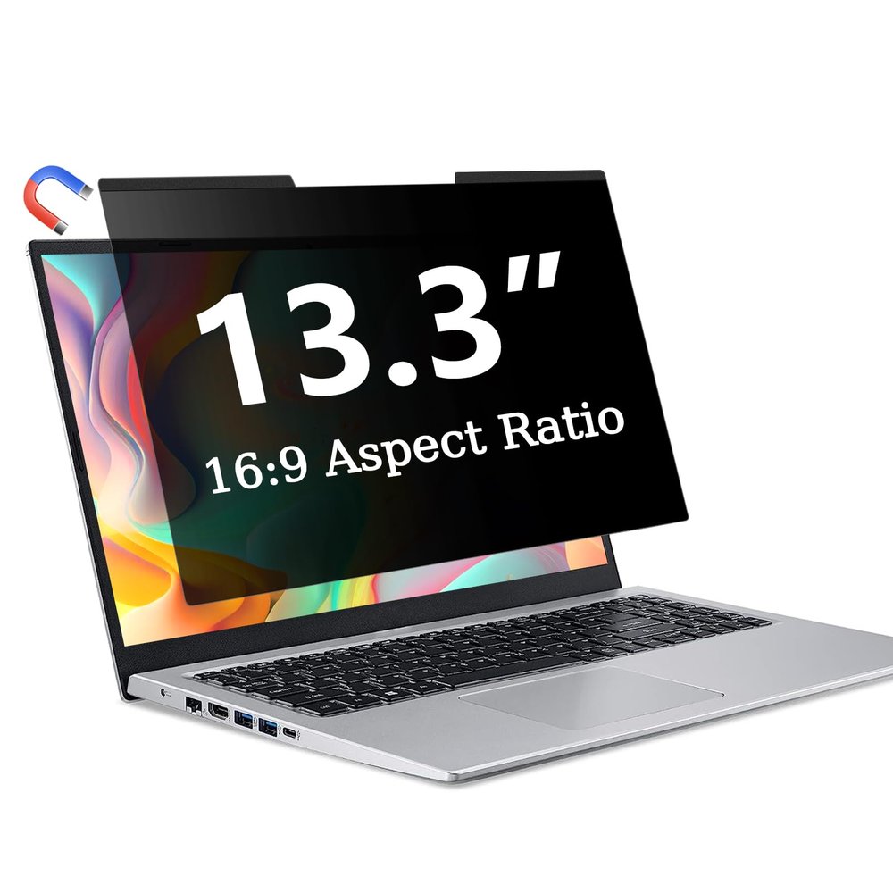 ZOEGAA Magnetic 13.3 Inch Laptop Privacy Screen Filter, for HP Dell Acer Asus Samsung Lenovo, Removable 16:9 Laptop Screen Privacy Shield, Anti Spy, Anti Glare, Blue Ray Reduction