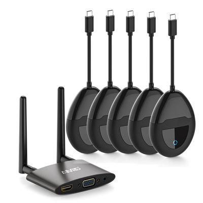 HDMI Wireless Transmitter*5 and Receiver 4K, USB C & HDMI Dual Transmit Ports,VGA Dual Screens, 2.4/5Ghz Streaming Smooth Video/Audio for Mac, Cable Box, Samsung Phone, Netflix, 165FT