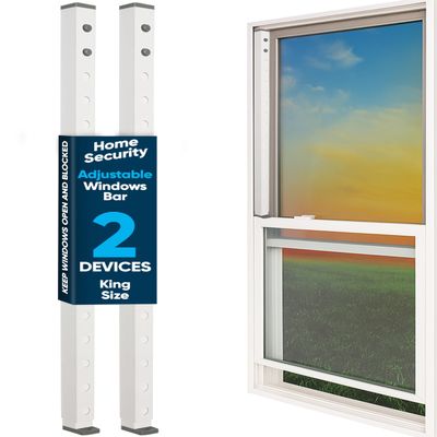 Adjustable Sliding Door Security Bar & Window Safety Bar, Durable Security Door Stopper for Apartment & Home Protection, Child Safety Lock & Works Great with Window Alarms  King Size  (2 Devices)