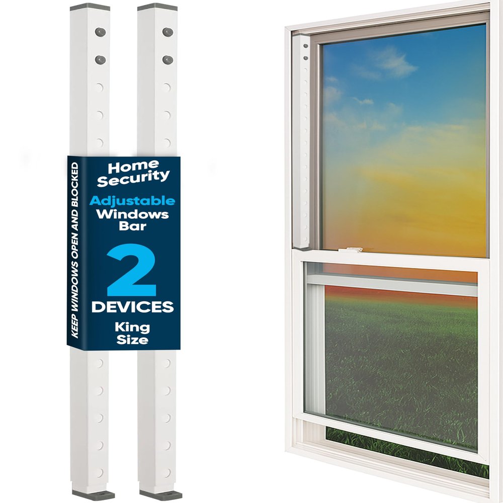 Adjustable Sliding Door Security Bar & Window Safety Bar, Durable Security Door Stopper for Apartment & Home Protection, Child Safety Lock & Works Great with Window Alarms  King Size  (2 Devices)