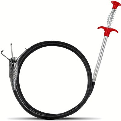 Drain Snake, Drain Clog Remover - Gutter Cleaning Tools Drain Cleaner for Toilet Sewer Shower Kitchen Bathroom Tub Clogged Drains Opener Cleaning Tool, Flexible Grabber Claw Pick Up Reacher (63 inch)