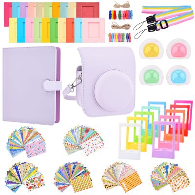 Sunmns Mini 12 Instant Camera Accessories Kit, Accessory Bundle Compatible with Instax Mini 12 Instant Camera, Include Case, Album, Stickers, Photo Frames, Paper Frame, Filters, Strap (Purple)