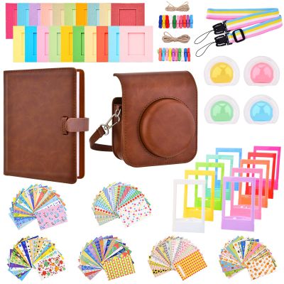 Sunmns Mini 12 Instant Camera Accessories Kit, Accessory Bundle Compatible with Instax Mini 12 Instant Camera, Include Case, Album, Stickers, Photo Frames, Paper Frame, Filters, Strap (Brown)