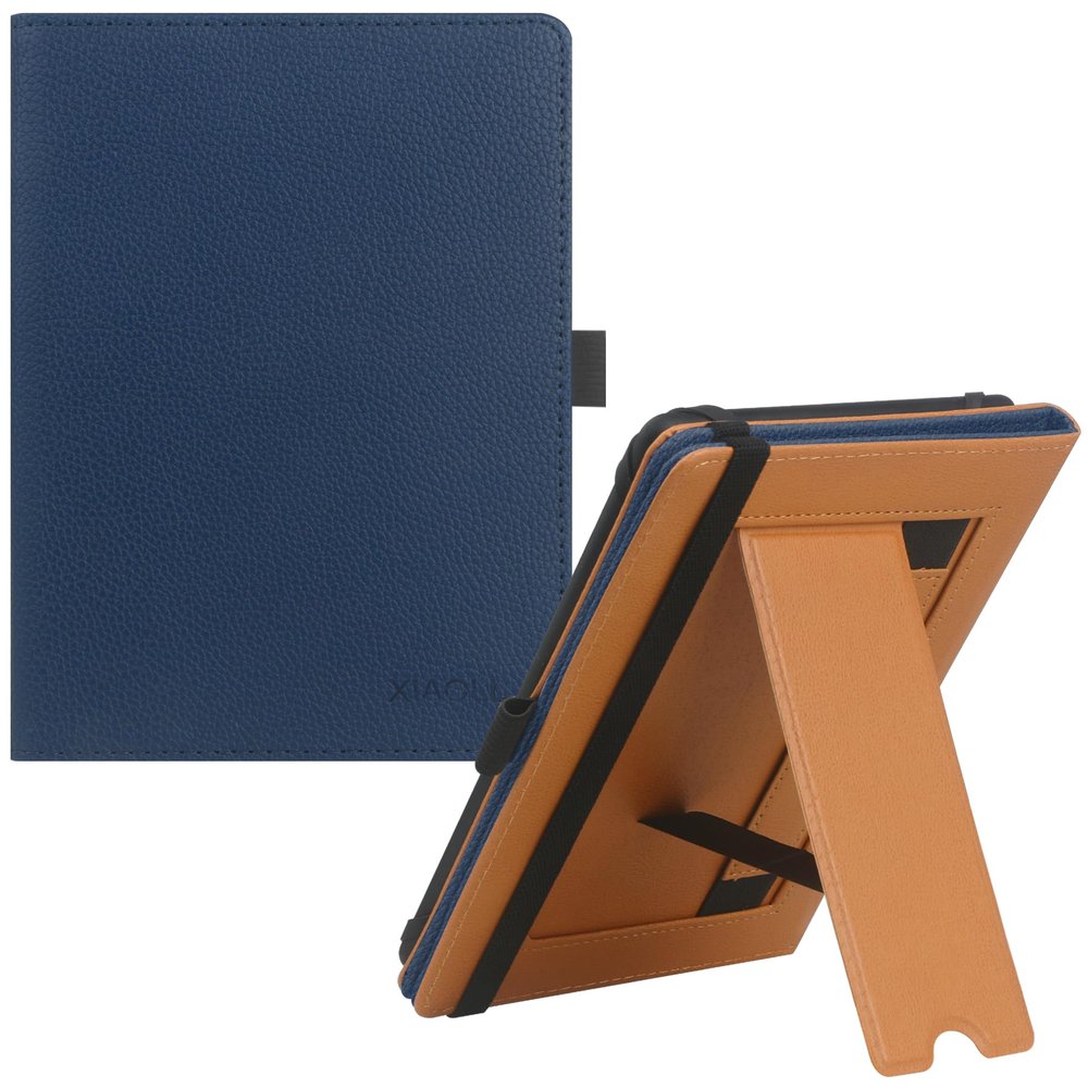 Universal Case for 6",6.8" E-Reader, Compatible with Paperwhite/Sony/kobo/Pocketbook/Nook/tolino 6-6.8inch ebook Reader,Premium PU Leather Cover with Hand Strap and Foldable Stand,Navy Blue