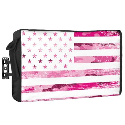 4th of July Outdoor TV Cover 65 Inch Vintage American Flag TV Enclosure Independence Day Old Retro Pink Camouflage TV Covers for Outside Holiday TV Display Screen Protector with Remote Control Pocket