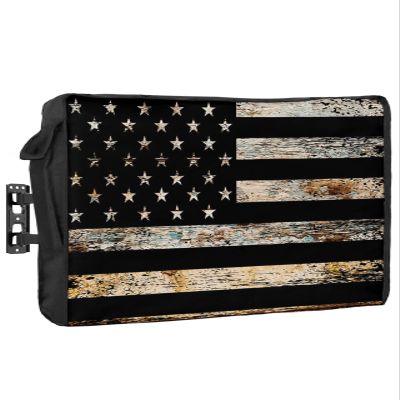 4th of July Outdoor TV Cover 55 Inch Vintage American Flag TV Enclosure Independence Day Old Retro Wood Grain TV Covers for Outside Holiday TV Display Screen Protector with Remote Control Pocket