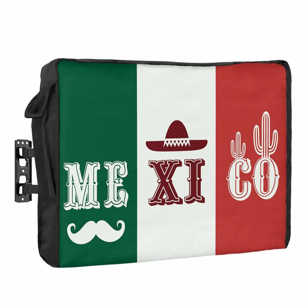 Big buy store 4th of July Outdoor TV Cover 75 Inch Mexican Flag TV Enclosure Independence Day Mexico Cactus Beard TV Covers for Outside Holiday TV Display Screen Protector with Remote Control Pocket