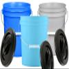 House Naturals 2 Gallon Food Grade Plastic Bucket with Screw on lid- 3 Colors- Made in USA containers- Pack of 3 view 1