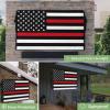 4th of July Outdoor TV Cover 55 Inch Firefighter Flag TV Enclosure Independence Day Thin Red Line Print TV Covers for Outside Holiday TV Display Screen Protector with Remote Control Pocket view 2