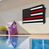 4th of July Outdoor TV Cover 55 Inch Firefighter Flag TV Enclosure Independence Day Thin Red Line Print TV Covers for Outside Holiday TV Display Screen Protector with Remote Control Pocket view 3