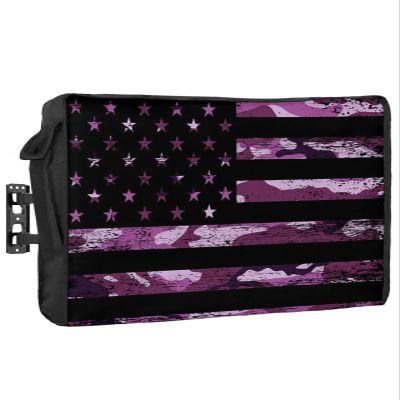 4th of July Outdoor TV Cover 55 Inch American Flag TV Enclosure Independence Day Old Purple Camouflage TV Covers for Outside Holiday TV Display Screen Protector with Remote Control Pocket