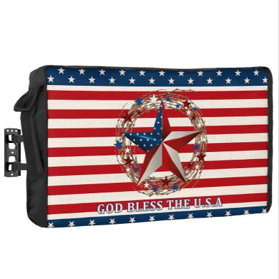 4th of July Outdoor TV Cover 85 Inch American Farmhouse TV Enclosure Independence Day Stars Red Stripes TV Covers for Outside Holiday TV Display Screen Protector with Remote Control Pocket