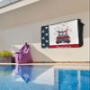 4th of July Outdoor TV Cover 65 Inch Red Truck With Gnomes TV Enclosure Independence Day American Star Flag TV Covers for Outside Holiday TV Display Screen Protector with Remote Control Pocket view 4
