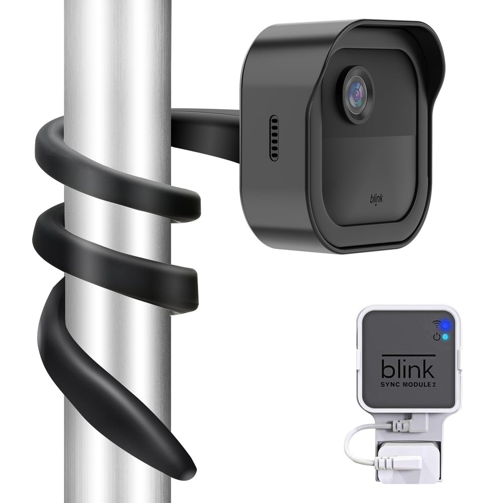 All-New Flexible Twist Mount for Blink Outdoor 4 & 3rd Gen Camera, with Weatherproof Protective Housing and Blink Sync Module Outlet Wall Mount (Black)