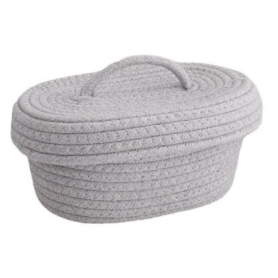 Cotton Rope Desktop Storage Box with Lid - Handcrafted Organizer for Cosmetics, Miscellaneous Items, Snacks, and Needlework()