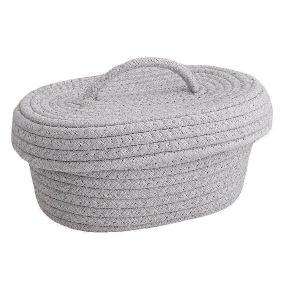 Cotton Rope Desktop Storage Box with Lid - Handcrafted Organizer for Cosmetics, Miscellaneous Items, Snacks, and Needlework()