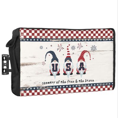 4th of July Outdoor TV Cover 85 Inch Cute Gnomes TV Enclosure Independence Day Star Buffalo Check Plaid Red Blue TV Covers for Outside Holiday TV Display Screen Protector with Remote Control Pocket