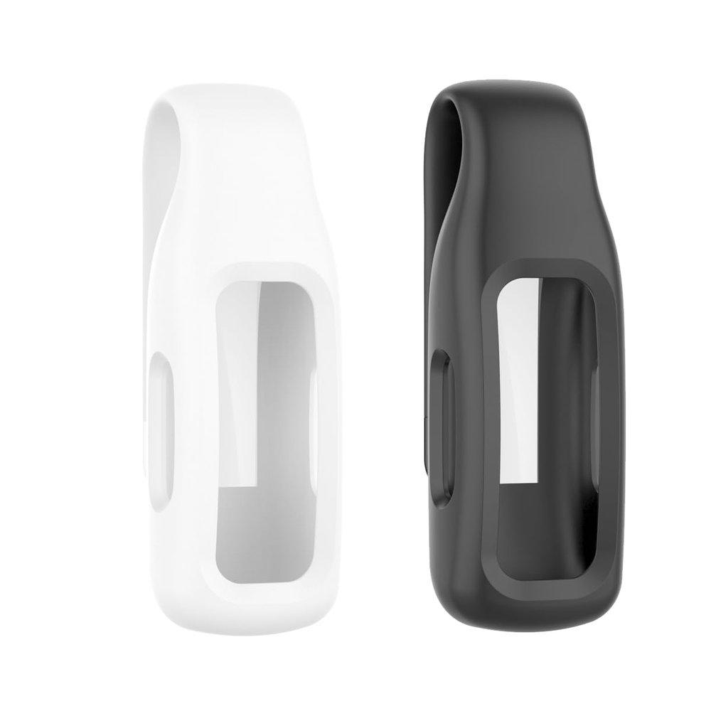 HYWRDYB (2 Pack) Clips Compatible with Fitbit Inspire 3/Inspire 2,Replacement Solid Color Silicone Clips with Steel Sheet for Fitbit Inspire 2/Inspire 3/Ace 3 Fitness Tracker (Black+White)