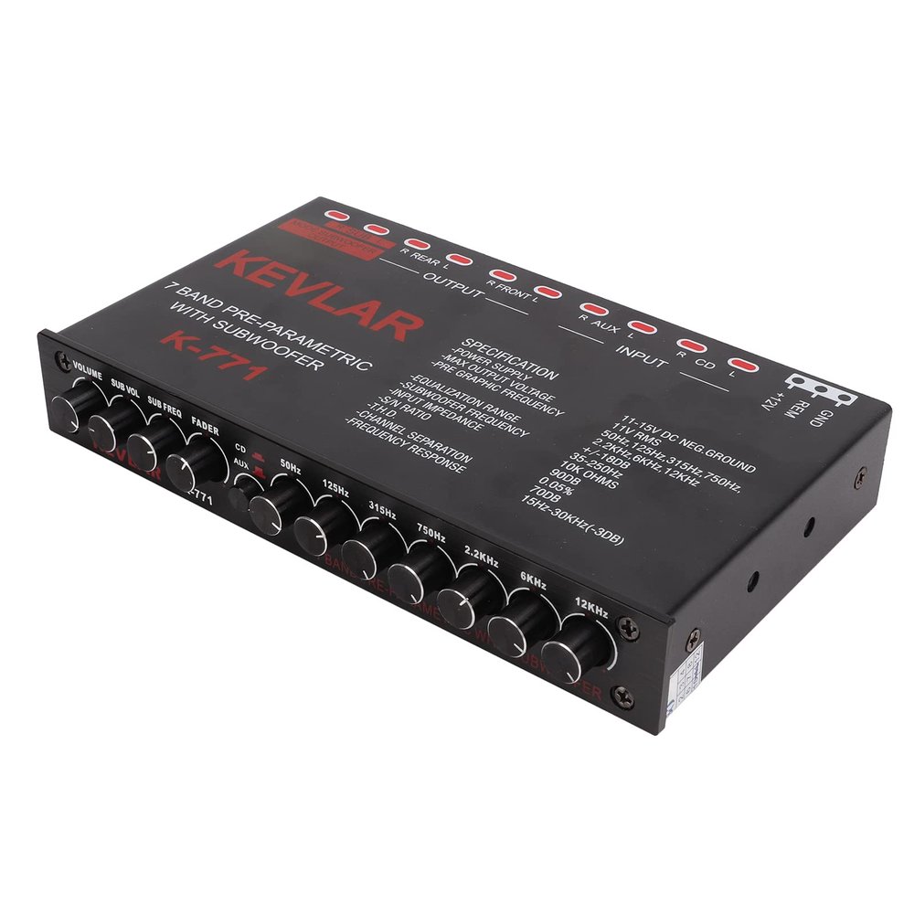 Vomeko 7-Band Car Audio Graphic Equalizer - 7-Band Equalizer for Car Stereo with Variable Gain Adjustment for Sound Enhancement