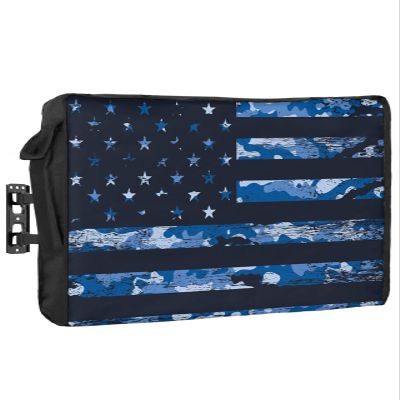 4th of July Outdoor TV Cover 85 Inch Vintage American Flag TV Enclosure Independence Day Old Retro Blue Camouflage TV Covers for Outside Holiday TV Display Screen Protector with Remote Control Pocket