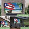 Big buy store 4th of July Outdoor TV Cover 65 Inch Puerto Rico Flag TV Enclosure Independence Day Coco Tree Beach TV Covers for Outside Holiday TV Display Screen Protector with Remote Control Pocket view 2