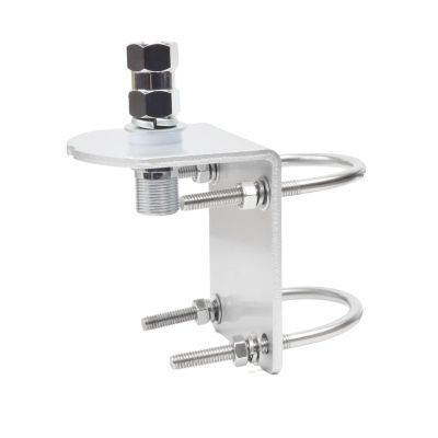 Universal Aluminum Heavy Duty Antenna Mount, Outdoor Antenna Pole Mast Mount Bracket with U-Bolts and CB Adapter for 3/8-24 Stud Cellular Trucker Antenna (10MM Center of Hole)