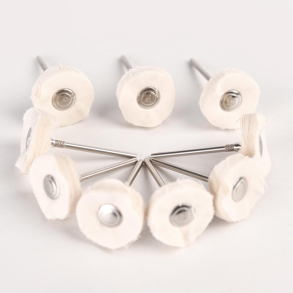 KADS 10Pcs Nail Buffer Wheels Buffing and Polishing Wheel for Rotary Drill Tools White,3mm Mandrel for Hand ans Foot Care