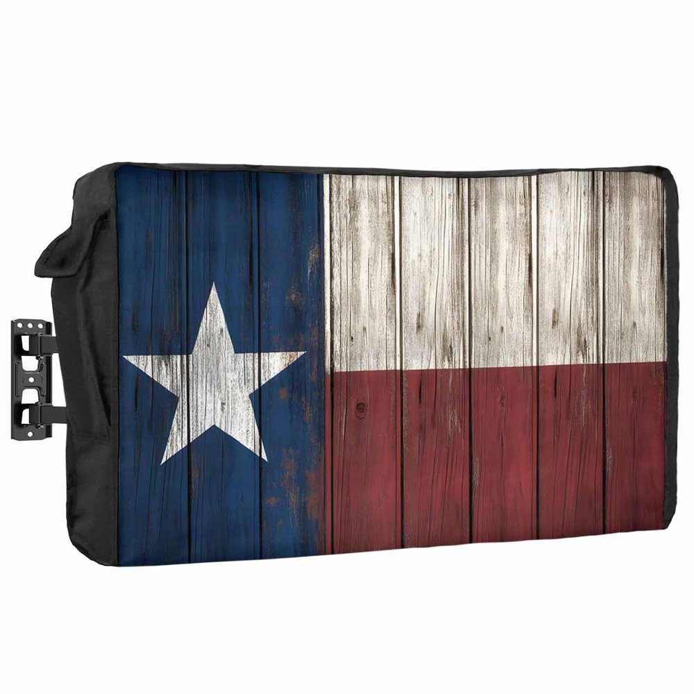 Anoreya Western Texas Star Outdoor TV Cover - 30 to 32 Inch Flat Screen TV Protection - 600D Waterproof & Weatherproof, Dustproof - Retro Blue White Red