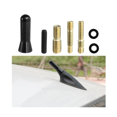 Augeny Car Short Antenna, Carbon Fiber Antenna Replacement with Screws for AM/FM Radio Reception, Car Accessories (1.37", Black)