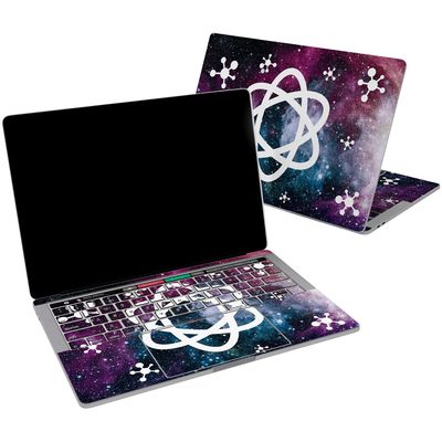 Cavka Vinyl Decal Skin Compatible for MacBook Pro 16 M3 M2 M1 14 2023 Air 15 2022 Retina 2020 Air 13 Mac 12 Sticker Space Laptop Nerd Model Science Print Design Purple Galaxy Cover White Atom