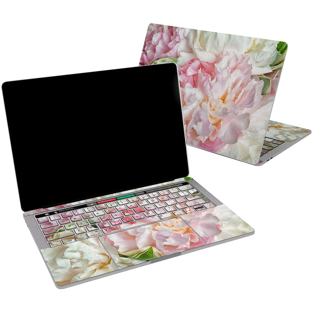 Cavka Vinyl Decal Skin Compatible for MacBook Pro 16 M3 M2 M1 14 2023 Air 15 2022 Retina 2020 Air 13 Mac 12 Petals Spring White Peony Lush Cute Design Print Sticker Fresh Cover Flowers Laptop