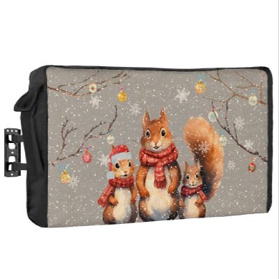 Xmas Waterproof Outdoor TV Cover 30-32 Inch Weatherproof, Outside Television Cover TV Screen Protector with Remote Control Pocket, Forest Squirrel Christmas Snowflake Grey
