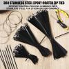 Pelopy 500 Pcs 6", 10", 14" Metal Zip Ties Black 304 Stainless Steel Zip Ties Epoxy Coated Tie Heavy Duty Cable Self Locking Cable Multi Purpose for Machinery Vehicles Exhaust Wrap Outdoor Fence Farms view 4