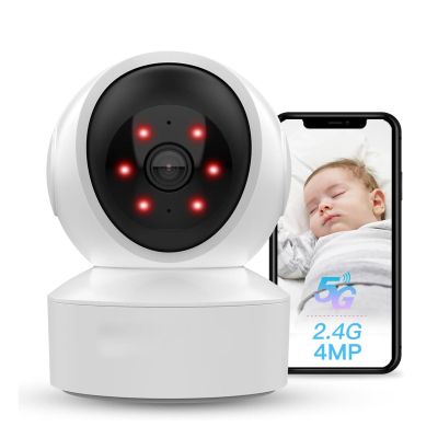 Security Camera Indoor, 2K HD Baby Monitor Pet Camera with Phone App, 5G & 2.4G Wireless WiFi Home Security Camera for Dog/Nanny, Smart Motion Tracking, IR Night Vision, Siren 24/7 SD Card Storage